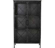 Light & Living Kast met vitrinedeur 82x37,5x143 cm ZEPITA rough metal (Zwart)