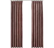 VidaXL Gordijnen verduisterend 2 st met haken 140x225 cm fluweel roze