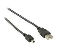 Valueline USB A naar mini USB kabel | 2 meter | USB 2.0 (Mitsumi connector, 100% koper, Zwart)