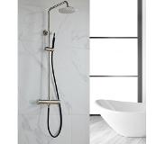 Saniclear Exclusive Pro regendouche opbouw met staafhanddouche 20cm volledig 304 RVS zwart