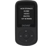 Denver MPG-4094NR – MP3 speler - MP4 speler – portable speler – 4GB geheugen – uitbreidbaar met Micro SD - Zwart