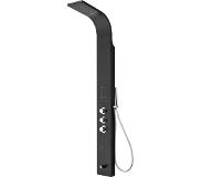 Creavit Douchepaneel Amaro 160x20x7cm Mat Zwart Thermostaatkraan Regendouche Massagejets Onderuitloop