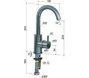 Hotbath Cobber wastafelkraan 27.8cm 1 gats met draaibare uitloop geborsteld nikkel