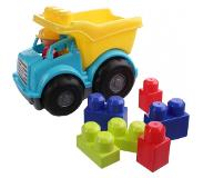 Let's Play Kiepwagen Met Bouwblokken 8-delig Blauw/geel