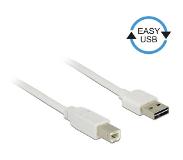 DeLOCK Easy-USB-A naar USB-B kabel - USB2.0 - tot 2A / wit - 5 meter