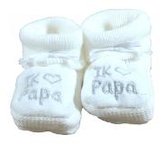Petit villain Kraamcadeau - Petit Villain Newborn Slofjes - Love Papa- Wit - 0-3 maanden