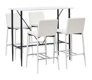 vidaXL 5-delige Barset kunstleer wit