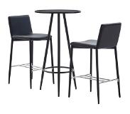 vidaXL 3-delige Barset kunstleer zwart