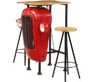 vidaXL 3-delige Barset 60x60x107 cm massief mangohout