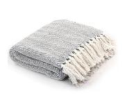 vidaXL Plaid visgraat 160x210 cm katoen grijs