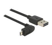 DeLOCK Easy-Micro USB haaks (boven/beneden) naar Easy-USB-A kabel - USB2.0 - tot 2A / zwart - 3 meter