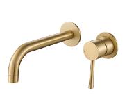 Diamond Line Wastafelkraan Inbouw Megan Mengkraan Rond Glans Goud 1 Greeps 19cm Uitloop