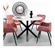 SoHome Ronde Eettafel 'Lille' 110cm, kleur Wit Marmer