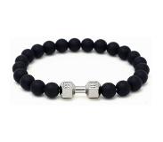 Memphis kralen armband Matte Onyx Dumbbell Silver