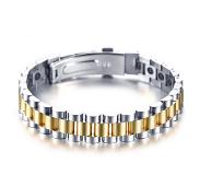 Tom Jaxon Heren armband Edelstaal Hematiet Energie Goudkleurig - 21cm