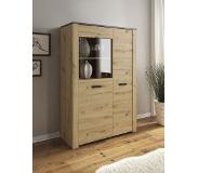 Meubella Kast Xara - Eiken - Grijs - 105x43x155 - Dressoir
