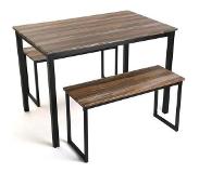 Versa Set met tafel en bank Bruin Hout