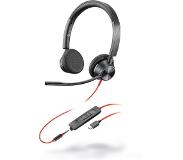 Poly Blackwire 3325 Headset Bedraad Hoofdband Kantoor/callcenter USB Type-C Zwart, Rood