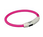 Trixie halsband voor hond flash lichthalsband voor hond usb tpu / nylon roze 35x0,7 cm