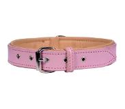 Dielay Luxe Halsband voor Honden - Echt Leer / Leder - Maat XS - 44x2 cm - Roze