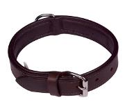 Dielay Luxe Halsband voor Honden - Echt Leer / Leder - Maat XS - 44x2 cm - Bruin