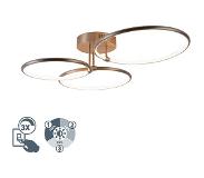 QAZQA Joaniqa design plafondlamp staal incl. LED 3-staps dimbaar 3-lichts
