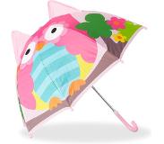 Relaxdays kinderparaplu diermotief - 3d paraplu - meisje - jongen - kinder paraplu Uil