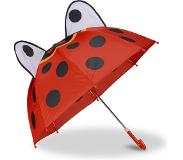 Relaxdays paraplu kind dieren - kinderparaplu meisje en jongen - regenscherm kids - Lieveheersbeestje