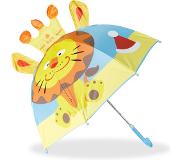 Relaxdays paraplu kind dieren - kinderparaplu meisje en jongen - regenscherm kids - Leeuw
