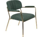 Zilt Fauteuil 'Kolten' met armleuning, kleur Goud/Donkergroen