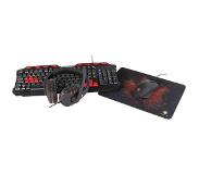 Deltaco GAM-023UK 4-in-1 Gaming kit - Membraan QWERTY USB Gaming Toetsenbord, 2400 dpi optische USB Gaming muis met LED verlichting, 3.5 mm Gaming headset 40 mm drivers en hoogwaardige gaming muismat