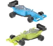 Free and Easy Raceauto's 12,5 X 4 Cm Groen/blauw 2 Stuks