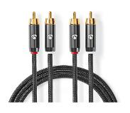 Nedis Premium Tulp stereo audio kabel / zwart - 3 meter
