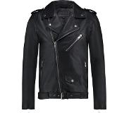 Purewhite - Heren Regular Fit Leren Essential Jas - Zwart - Maat XS