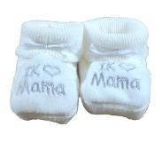 Petit villain Kraamcadeau - Petit Villain Newborn Slofjes - Love mama - Wit - 0-3 maanden