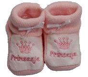 Petit villain Kraamcadeau - Petit Villain Newborn Slofjes - Prinsesje - Roze/Wit - 0-3 maanden