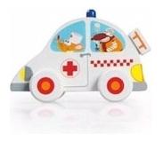 Scratch europe Houten speelgoed witte ambulance 10 cm