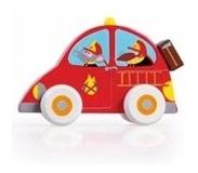 Scratch europe Houten speelgoed rode brandweerauto 10 cm