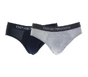 Emporio Armani Brief Slip 2-pack Sportonderbroek casual - Maat S - Mannen - navy/grijs