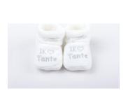 Petit villain Kraamcadeau - Petit Villain Newborn Slofjes - Love Tante - Wit - 0-3 maanden