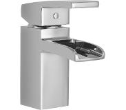Saqu Cubic Waterfall Wastafelkraan incl. clickwaste chroom