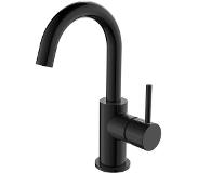 Regn hoge wastafelmengkraan met gebogen uitloop en coldstart, gun metal black