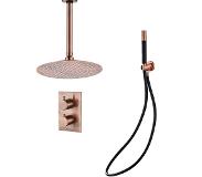 Saniclear Copper Pro inbouw regendouche met plafondarm en hoofddouche 30cm koper