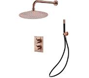 Saniclear Copper Pro inbouw regendouche met wandarm en hoofddouche 20cm geborsteld koper - zwart