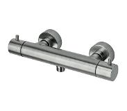 Paffoni Light Douche thermostaatkraan waterbesparend opbouw met temperatuurbegrenzing RVS geborsteld LIQ168EST