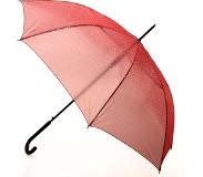 Vogue lange paraplu doozichtig rood met stippeltjes & briljanten