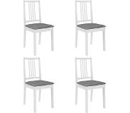 vidaXL Eetkamerstoelen met kussens 4 st massief hout wit