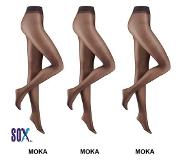 Sox Panty 15 DEN Moka L/XL Ultrafijne Voile/ Lycra in donkerbruine kleur met kruisje in de broek 3 PAAR