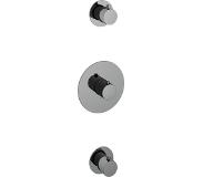 Hotbath Cobber Afbouwdeel Thermostaat met 2 stopkranen Zwart Chroom CB007