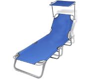 vidaXL Ligbed met luifel inklapbaar 189x58x27 cm blauw